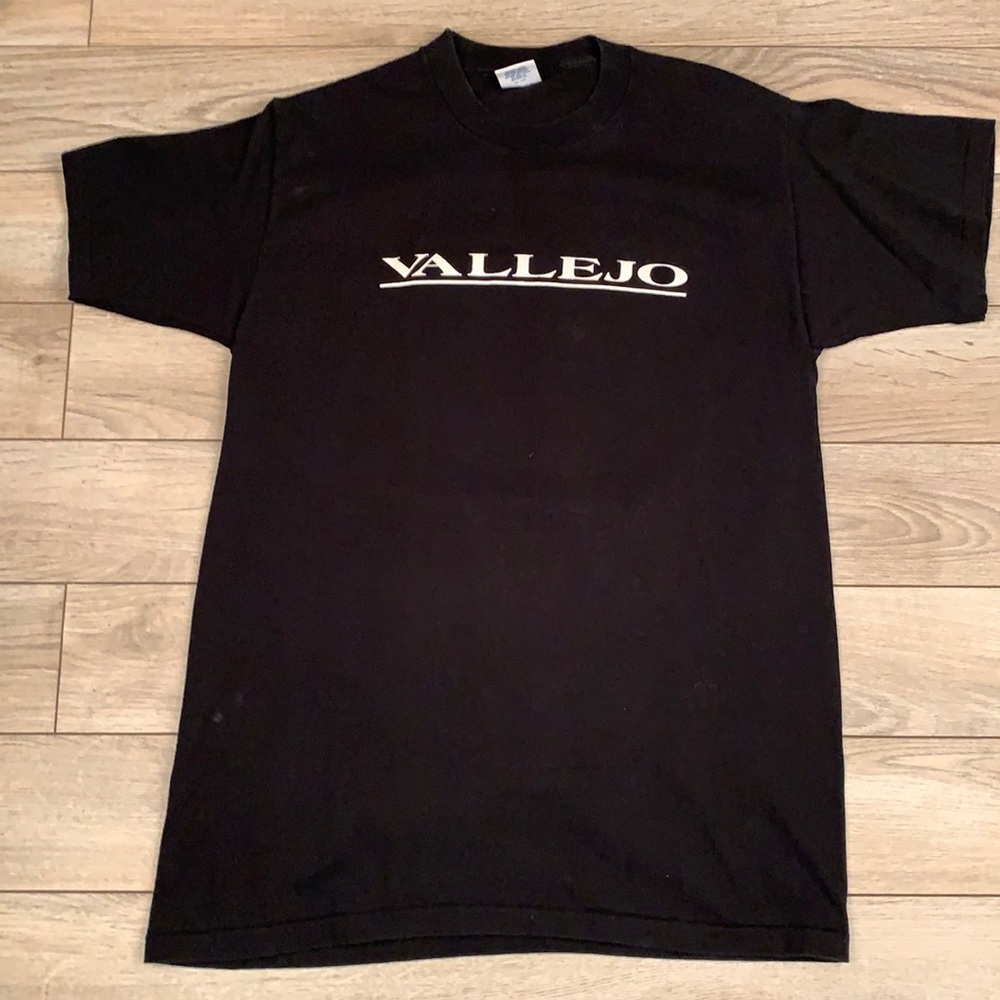 VALLEJO Austin‎ Rock Band Black Single Stitch Mens T Shirt L VTG 90s RARE